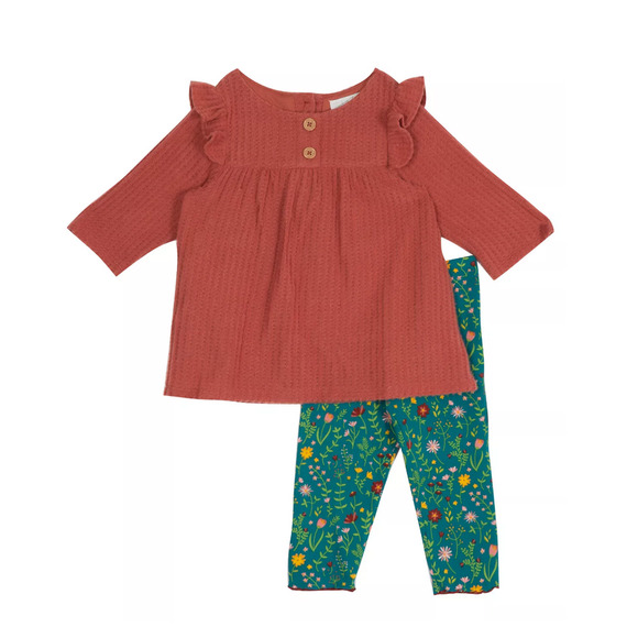 Rare Editions Baby Girls Thermal Top Printed Legging Mauve Size 12M 1693 - Picture 1 of 2